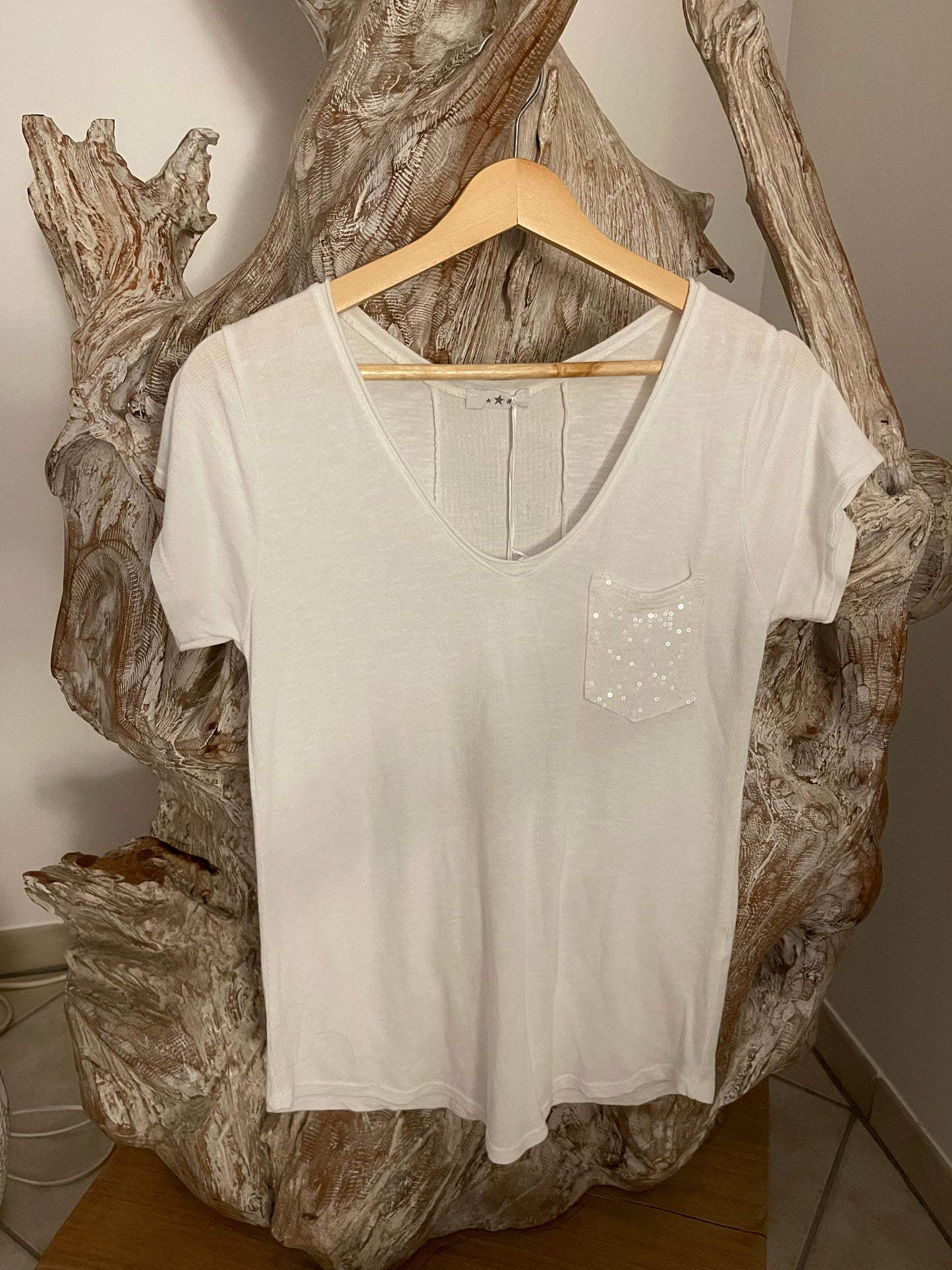 T-Shirt en maille avec motif en strass